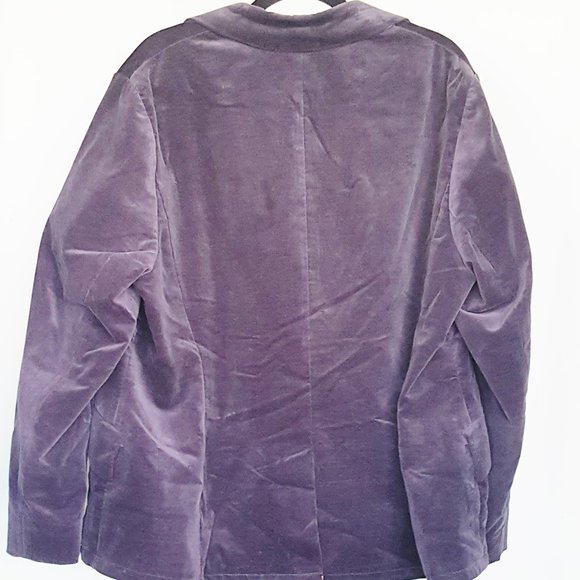 NINE WEST Jacket Sz 18W Purple Velvet One Button Cutaway Style Lined - Picture 6 of 7